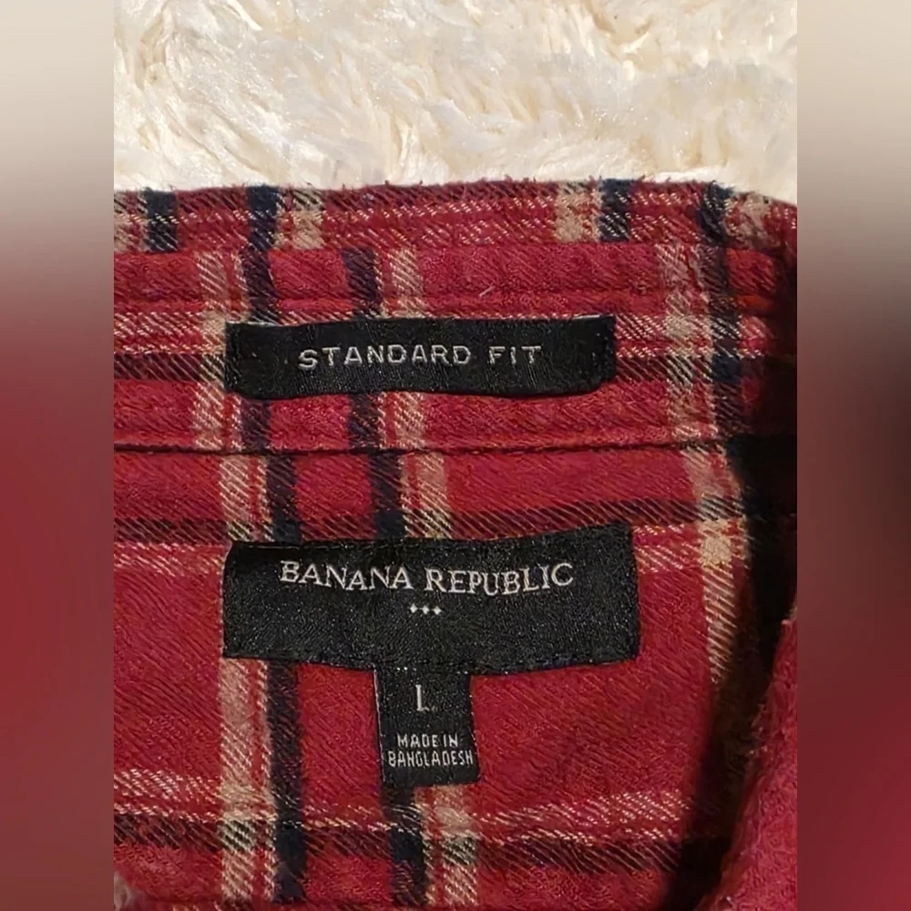 Banana Republic Men’s Size Large Red Flannel Casual Shirt EUC